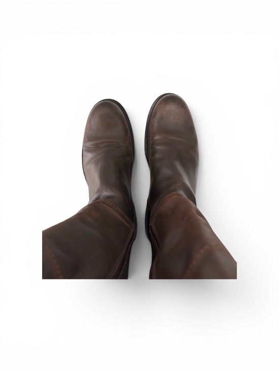 Vintage Made in Italy Brown Leather Mid-Calf Boots Side Zip EU 41 13.5\